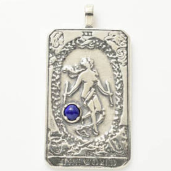 World Tarot Pendant Sterling Silver Lapis Lazuli - Picture 6 of 8